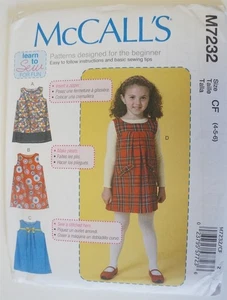 McCalls 7232 Girls Jumper Sewing Pattern Sizes 4-6 - Picture 1 of 2