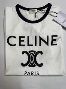 Camiseta CELINE Paris Jersey Algodón Blanco Talla Pequeña - Imagen 1 de 9