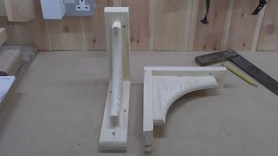 215 mm x 255 mm Pair Of Solid Wood (Pine) Arch Wooden Shelf Support Brackets  - Image 1 of 4
