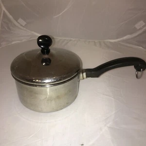 Sartén de cocina vintage FABERWARE 1 cuarto de galón de acero inoxidable revestida de aluminio usada - Imagen 1 de 6