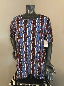 LulaRoe Irma Women Top Shirt Patriotic Map Size S Short Sleeves Hi/low Hem - Picture 1 of 6