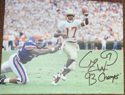 Charlie Ward Signed 11x14 Canvas W/ “93 Champs” Inscription FSU PROOF Foto 1 de 2
