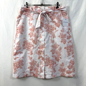 Liz Claiborne Rock Damen 6 Leinenmischung A-Linie koralle Blumen gefüttert geknöpfte Taschen - Bild 1 von 10