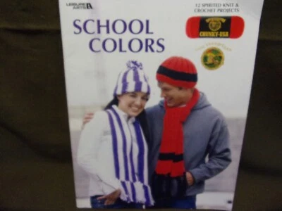  Leisure Arts ,School Colors ,Crochet Knitting Scarf Hat Pattern Book - Image 1 of 3