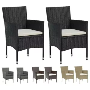 2 Set Polyrattan Gartensessel Gartenstuhl Poly Rattan Stuhl Garten Sessel Balkon - Bild 1 von 45