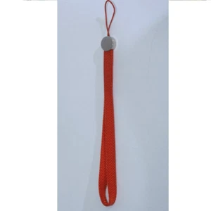 HERMES Paris Mobile Phone Strap Lanyard Orange Sellier Serie Selle Silver Metal - Picture 1 of 3