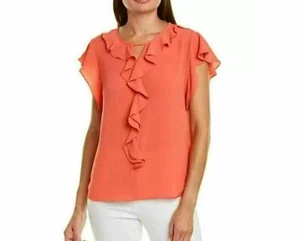 Vince Camuto Printed Flutter Sleeve Blouse Size M - Picture 1 of 1