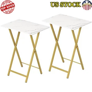 Folding TV Tray Tables, Set of 2 Stable Snack Table for Small Space, Portable - Picture 1 of 8