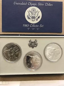1983 And 1984 Proof And Uncirculated Olympic Silver Dollars (8) - Picture 1 of 3