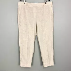 Talbots Pantalone Donna Lino Slim Caviglia Taglia 18 Pantaloni Conici Alti Leggeri - Foto 1 di 10