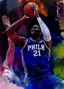 Joel Embiid 2019 Authentic Artist Signed Limited Edition Print Card 48 of 50 - Bild 1 von 4