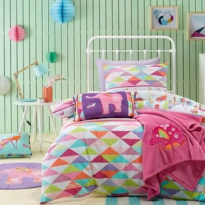 5 piece Peacock Princess Single Bed Quilt Cover 2 Cushions Floor Rug - Picture 1 of 8