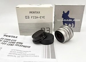 [Excelente COMO NUEVO] Lente de cámara plateada Pentax 03 FISH EYE 3,2 mm f/5,6 para montaje Q JAPÓN - Imagen 1 de 24
