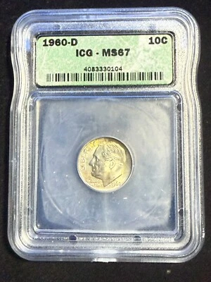 1960 D ROOSEVELT DIME ICG MS67 104 - Image 1 of 4