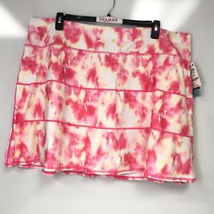 Ideology Womens Morning Glory Pink Tie-Dyed Tiered Tennis Skort Plus Size 3X $44