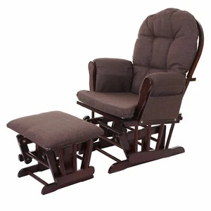 Relaxsessel MCW-C76, Schaukelstuhl Stillstuhl mit Hocker, Stoff/Textil, mahagony - Bild 1 von 7