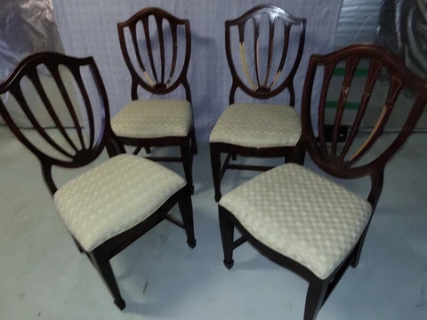 LOW PRICE Set of 4 Mahogany Federal Style Shield Back Dining Chairs Cover