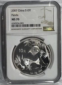 2007 China Silver Panda 1 oz S10Y NGC MS70 - Picture 1 of 4