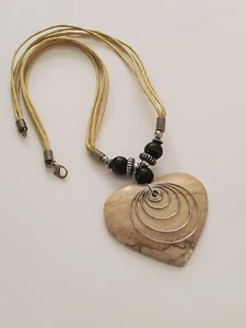 Large Heart Pendant On Cord Necklace - Picture 1 of 4