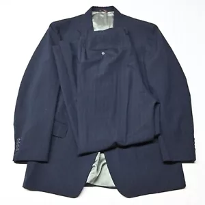 Vtg Cricketeer 44L 34x30 Navy Blue Stripe USA Made Mens Jacket Pants Suit - Picture 1 of 12