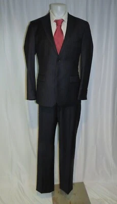 Hugo Boss Pasolini Super 100 Navy Blue Striped Two Button Suit 38R - Image 1 of 4