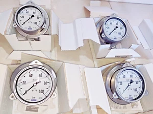 Lot of 4 Wika 233.50.100 9680348 EN837-1 1/2" NPT 316L 100 Bar SS Pressure Gauge - Picture 1 of 8