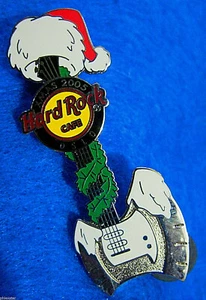 OSLO XMAS CHRISTMAS SILVER AXE BLADE HOLLY HAT GUITAR 2005 Hard Rock Cafe PIN LE - Picture 1 of 1