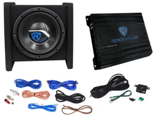 Rockville RV8.1A 400w 8" Loaded Car Subwoofer Enclosure+Mono Amplifier+Amp Kit - Picture 1 of 9