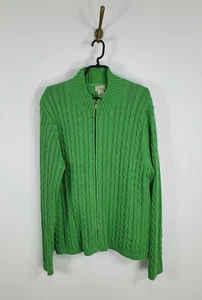 LL.Bean Sweater Knit Full Zip Cotton Green Men Size: XL - Picture 1 of 5