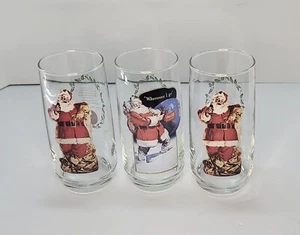 3er Set Vintage 70er Jahre Weihnachten Coca Cola Weihnachtsmann Gläser - Bild 1 von 7