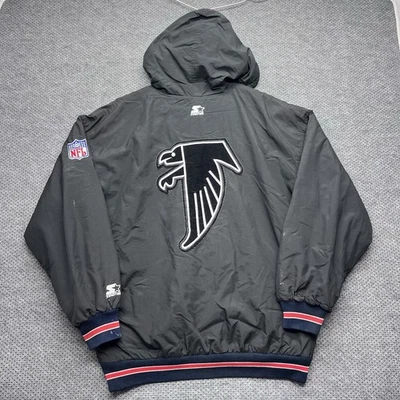 Jaqueta vintage Starter Atlanta Falcons NFL preta com zíper bordada Parka G - Imagem 1 de 4