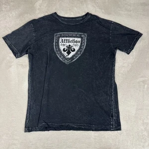 Vintage Y2K Affliction Skull Slash Rosen Hemd Herren XL schwarz gebraucht Acid Wash Goth - Bild 1 von 5