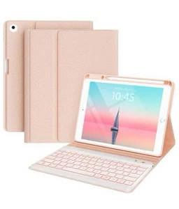 Keyboard Case for Ipad Air 2 9.7", 5th/6th Gen 2017/2018, 7 Color Backlit, Pink - Picture 1 of 14