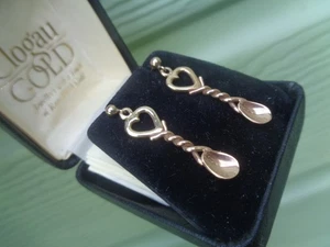 Clogau Oro Lovespoon Pendientes 9ct Rosa Y Amarillo Hm Temprano c1990s + Caja - Imagen 1 de 6
