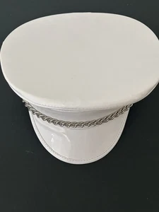 Punk Plus White Shiny Police hat W/ Chain New W Tag - Bild 1 von 12
