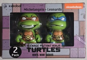 🔥TMNT Teenage Mutant Ninja Turtles MICHELANGELO & LEONARDO Confezione da 2 KidRobot 2021 - Foto 1 di 7
