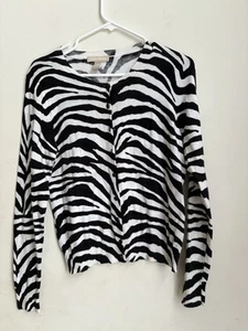 BANANA REPUBLIC ZEBRA PRINT CARDIGAN 100% COTTON SIZE L - Picture 1 of 3