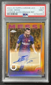 Lionel Messi PSA 9 2024-25 Topps Chrome UCC #CA-LM Auto Orange Refractor 06/25 - Bild 1 von 2