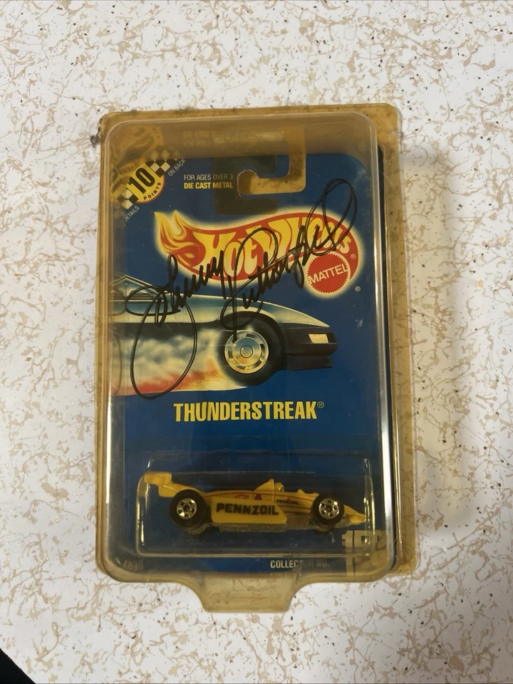 Johnny Rutherford Autografiado Pennzoil Indy 500 Thunderstreak Hot Wheels Foto 1 de 4