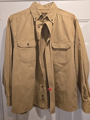 Camisa De Colección Para Hombres Grande Militar Tostado Caqui Botón LS Desteñida Gloria Originales Para Hombres B10 Foto 1 de 4