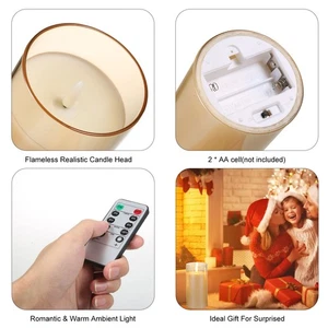 3PCS Flickering Flameless Candle Lights Kit With Controller Dynamic& Constant B - Picture 1 of 12