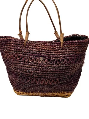 复古 Flora Bella Boho 草编钱包 12x9x5 英寸一些年龄迹象见照片 — 第 1/4 张图片