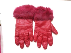 GUANTI DONNA WILSONS PELLE ROSSO CON RIFINITURE IN PELLICCIA TAGLIA SMALL - Foto 1 di 5