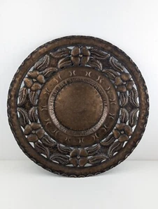Copper Hanging Wall Tray Decorative Cut Out Flower Leaf Design 18 in 46 cm - Foto 1 di 6