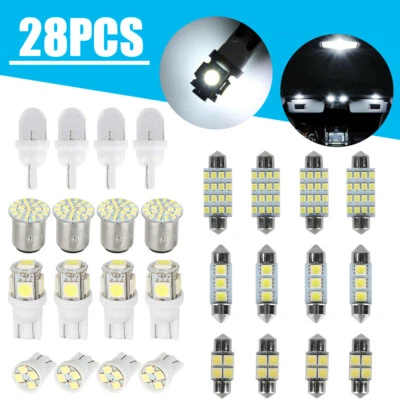28x Car Interior LED Light Bulbs For Dome Map License Plate Lamp Accessories Kit - Image 1 of 4