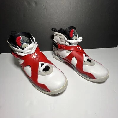 Nike Air Jordan Retro 8 (GS) 2013 Blanco Negro Rojo Verdadero 305368-103 Talla 7Y Foto 1 de 4