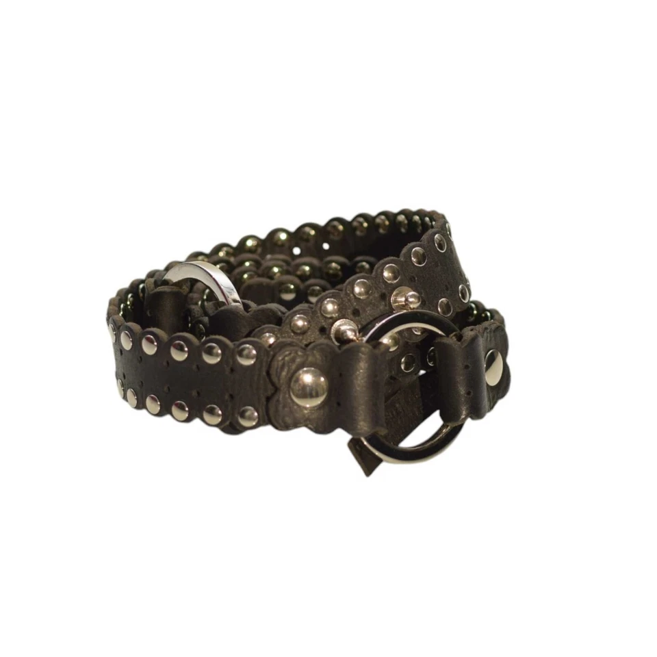 Cinturón DSquared2 Mujer Cuero Negro con Tachuelas Tono Plateado Talla 85 Foto 1 de 4