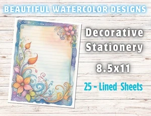WHIMSY -25 Sheets Watercolor Design Decorative Paper Letter Writing Paper #015 - Picture 1 of 2