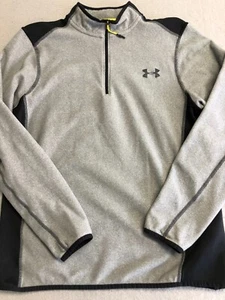 Under Armour Sweatshirt mens Medium Gray Fleece 1/4 Zip Run Outdoor Layer Active - Picture 1 of 6