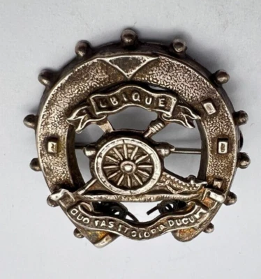 Boer War Era Royal Artillery Lucky Horseshoe Silver Sweetheart Brooch 35x35 mm - Image 1 of 3